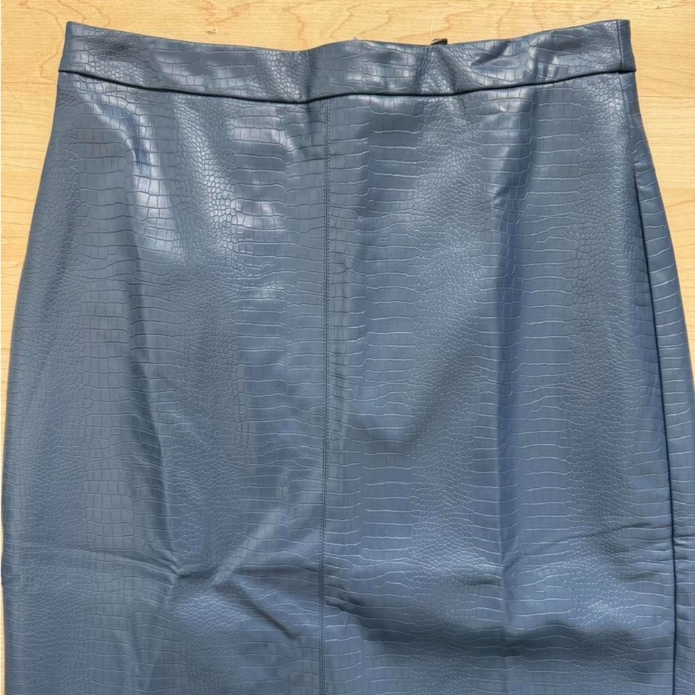Anthropologie Blue Faux Leather Midi Skirt (Size M β NWT) - Picture 3 of 6